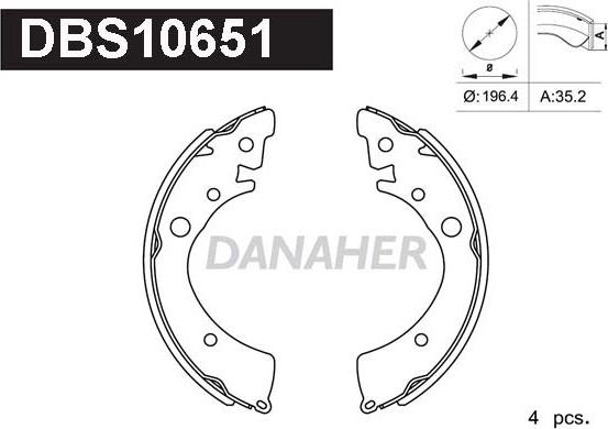 Danaher DBS10651 - Комплект спирачна челюст vvparts.bg