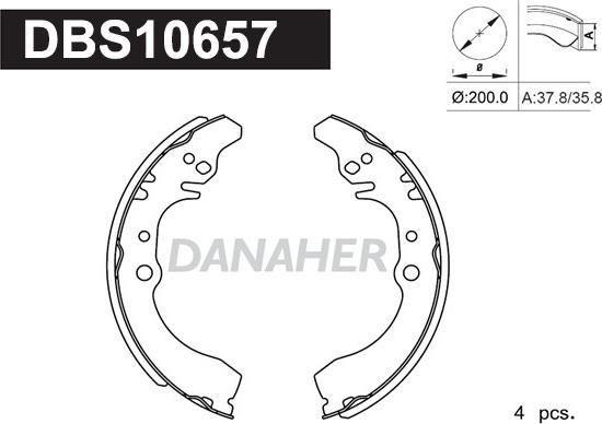 Danaher DBS10657 - Комплект спирачна челюст vvparts.bg