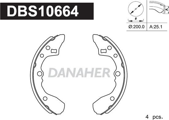Danaher DBS10664 - Комплект спирачна челюст vvparts.bg
