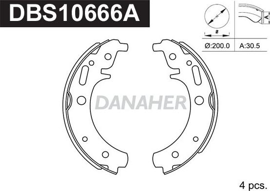Danaher DBS10666A - Комплект спирачна челюст vvparts.bg