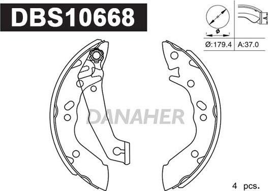 Danaher DBS10668 - Комплект спирачна челюст vvparts.bg