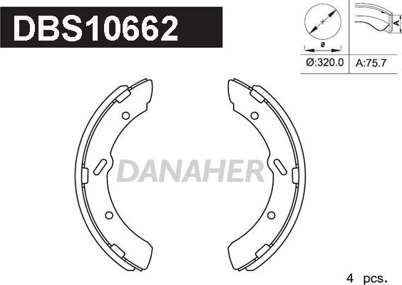 Danaher DBS10662 - Комплект спирачна челюст vvparts.bg