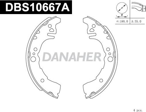 Danaher DBS10667A - Комплект спирачна челюст vvparts.bg