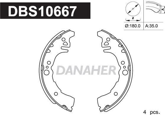 Danaher DBS10667 - Комплект спирачна челюст vvparts.bg