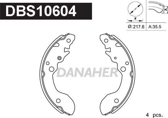 Danaher DBS10604 - Комплект спирачна челюст vvparts.bg