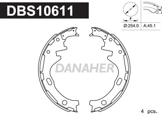 Danaher DBS10611 - Комплект спирачна челюст vvparts.bg