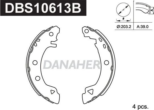 Danaher DBS10613B - Комплект спирачна челюст vvparts.bg
