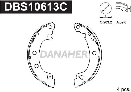 Danaher DBS10613C - Комплект спирачна челюст vvparts.bg