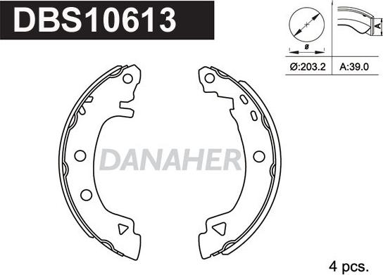 Danaher DBS10613 - Комплект спирачна челюст vvparts.bg