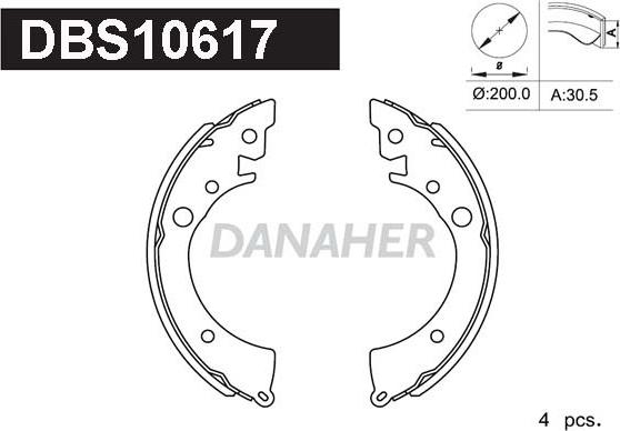 Danaher DBS10617 - Комплект спирачна челюст vvparts.bg