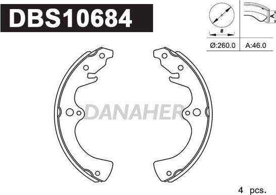 Danaher DBS10684 - Комплект спирачна челюст vvparts.bg