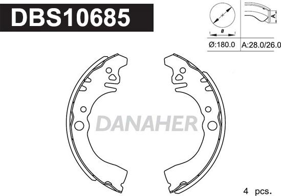 Danaher DBS10685 - Комплект спирачна челюст vvparts.bg