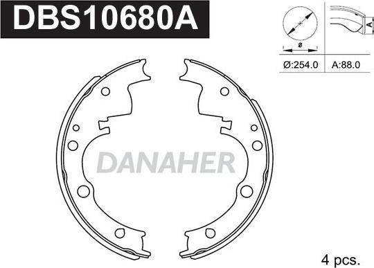 Danaher DBS10680A - Комплект спирачна челюст vvparts.bg