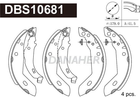 Danaher DBS10681 - Комплект спирачна челюст vvparts.bg