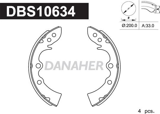 Danaher DBS10634 - Комплект спирачна челюст vvparts.bg