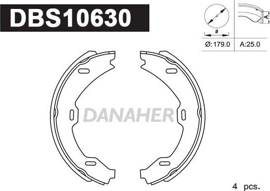 Danaher DBS10630 - Комплект спирачна челюст, ръчна спирачка vvparts.bg