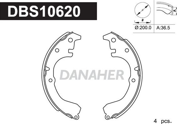 Danaher DBS10620 - Комплект спирачна челюст vvparts.bg