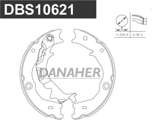 Danaher DBS10621 - Комплект спирачна челюст, ръчна спирачка vvparts.bg