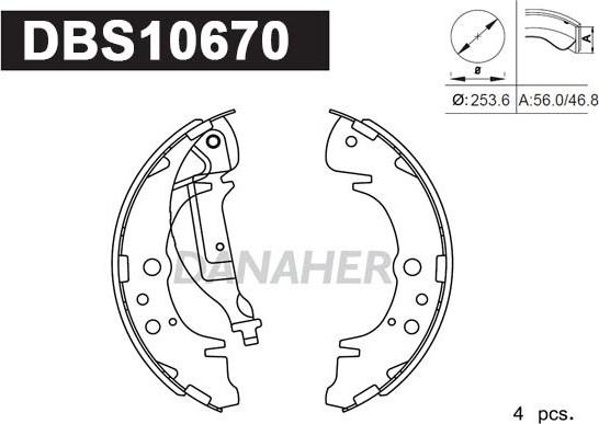 Danaher DBS10670 - Комплект спирачна челюст vvparts.bg