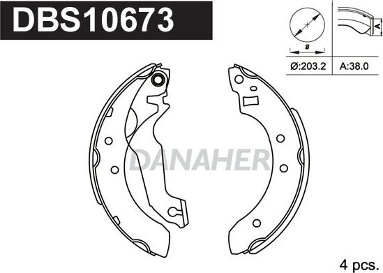 Danaher DBS10673 - Комплект спирачна челюст vvparts.bg