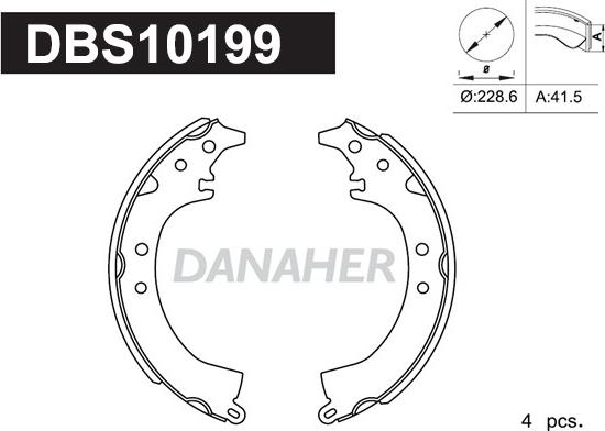 Danaher DBS10199 - Комплект спирачна челюст vvparts.bg
