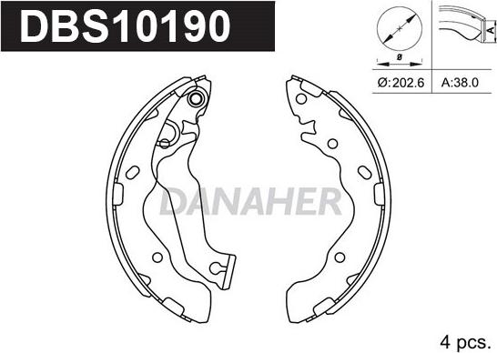 Danaher DBS10190 - Комплект спирачна челюст vvparts.bg