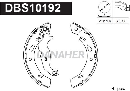 Danaher DBS10192 - Комплект спирачна челюст vvparts.bg