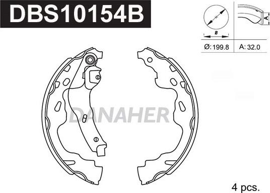 Danaher DBS10154B - Комплект спирачна челюст vvparts.bg