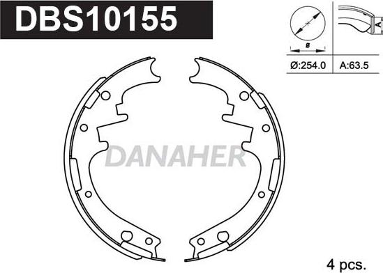 Danaher DBS10155 - Комплект спирачна челюст vvparts.bg