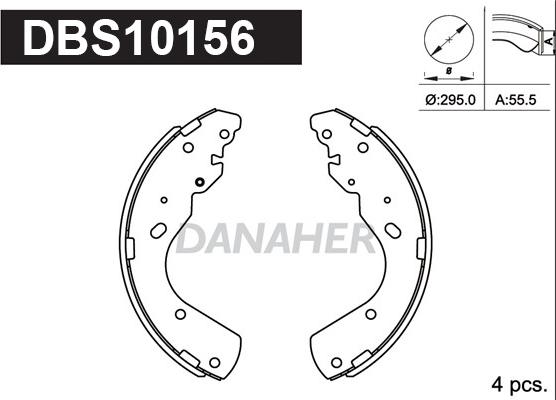 Danaher DBS10156 - Комплект спирачна челюст vvparts.bg