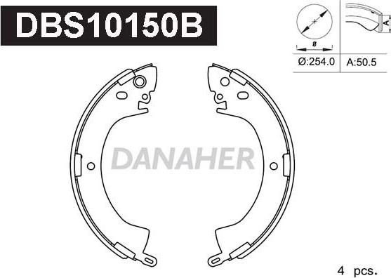 Danaher DBS10150B - Комплект спирачна челюст vvparts.bg