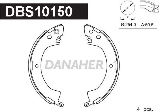 Danaher DBS10150 - Комплект спирачна челюст vvparts.bg