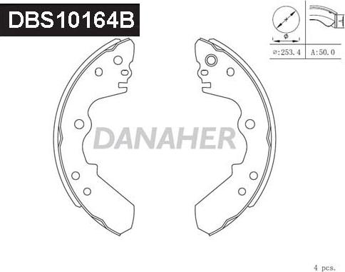 Danaher DBS10164B - Комплект спирачна челюст vvparts.bg