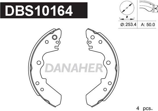 Danaher DBS10164 - Комплект спирачна челюст vvparts.bg