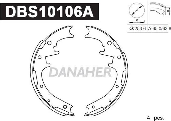 Danaher DBS10106A - Комплект спирачна челюст vvparts.bg