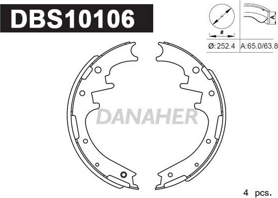 Danaher DBS10106 - Комплект спирачна челюст vvparts.bg