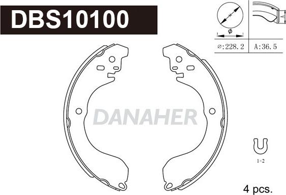 Danaher DBS10100 - Комплект спирачна челюст vvparts.bg