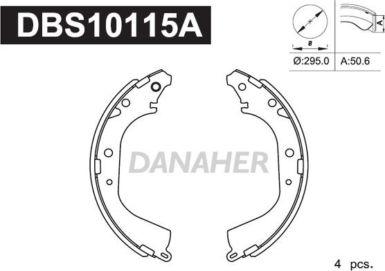 Danaher DBS10115A - Комплект спирачна челюст vvparts.bg