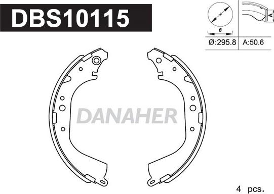 Danaher DBS10115 - Комплект спирачна челюст vvparts.bg