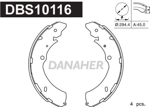 Danaher DBS10116 - Комплект спирачна челюст vvparts.bg