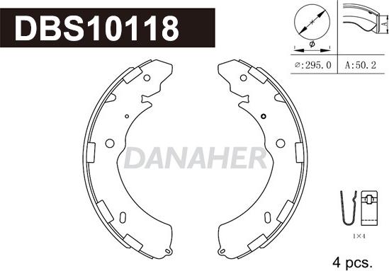 Danaher DBS10118 - Комплект спирачна челюст vvparts.bg
