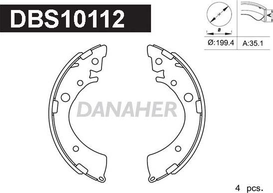 Danaher DBS10112 - Комплект спирачна челюст vvparts.bg