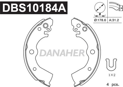 Danaher DBS10184A - Комплект спирачна челюст vvparts.bg