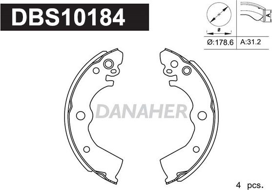 Danaher DBS10184 - Комплект спирачна челюст vvparts.bg