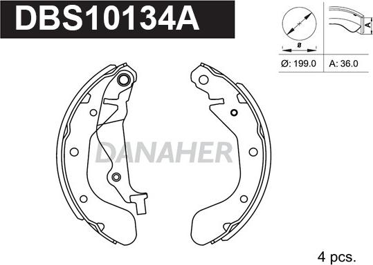 Danaher DBS10134A - Комплект спирачна челюст vvparts.bg