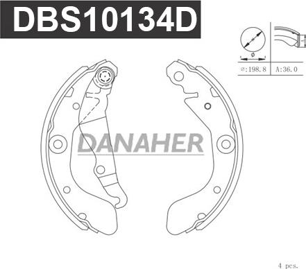 Danaher DBS10134D - Комплект спирачна челюст vvparts.bg