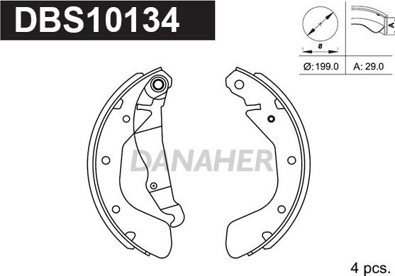 Danaher DBS10134 - Комплект спирачна челюст vvparts.bg