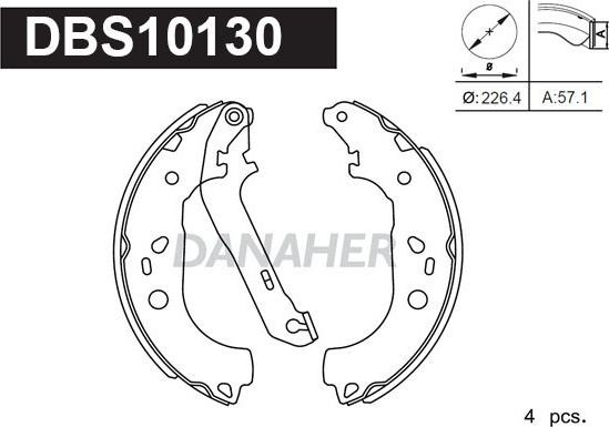 Danaher DBS10130 - Комплект спирачна челюст vvparts.bg