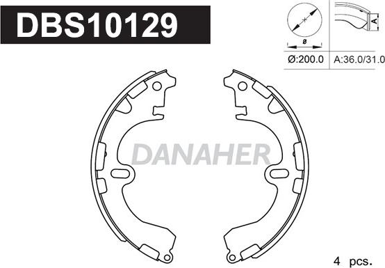 Danaher DBS10129 - Комплект спирачна челюст vvparts.bg