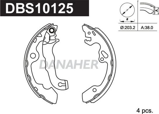 Danaher DBS10125 - Комплект спирачна челюст vvparts.bg